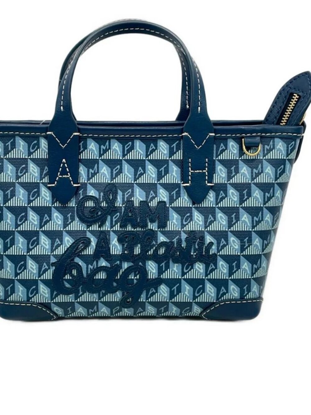 Anya Hindmarch Navy Light Blue PVC Leather Handbag